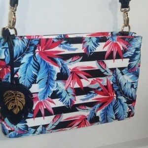 Tommy Bahama Pink and Blue Tropical Crossbody Bag